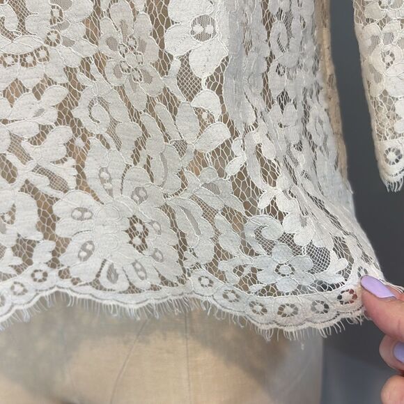 Joie Elvia Cream Lace 3/4 Sleeve Top Size XS - Picture 3 of 13